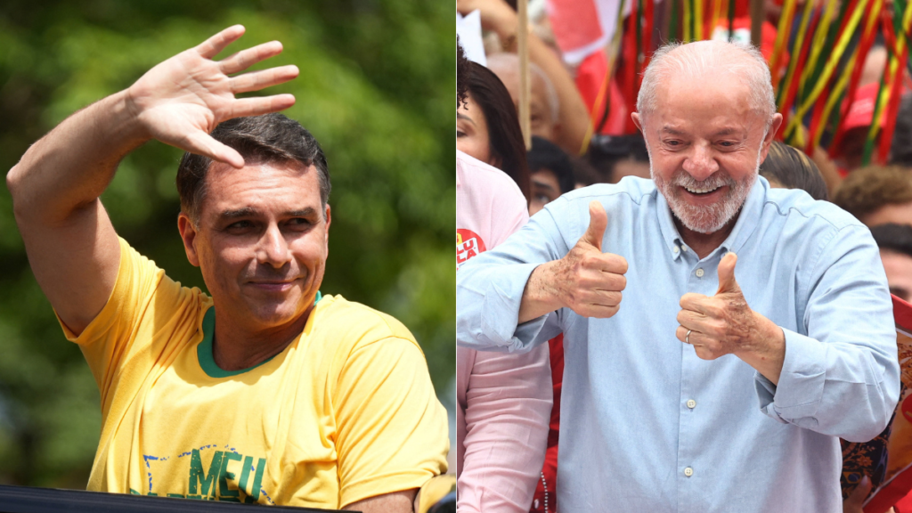 Lula e Flávio Bolsonaro, candidatos à Presidência no segundo turno